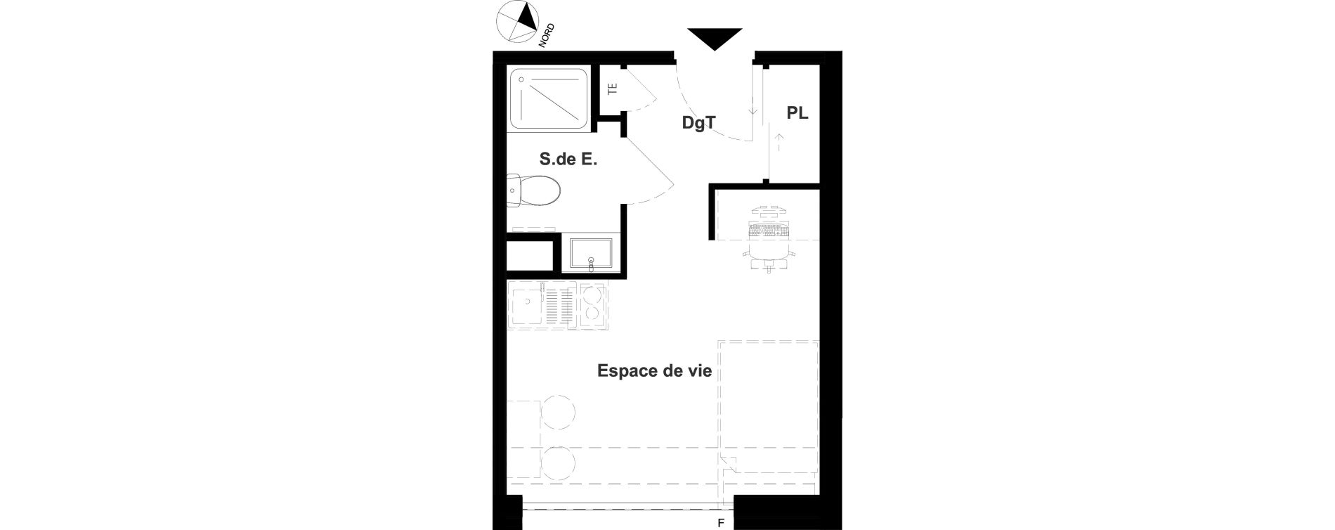 Appartement T1 meubl&eacute; de 18,36 m2 &agrave; Vichy France et rosi&egrave;res
