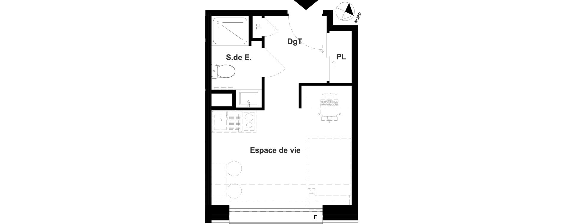 Appartement T1 meubl&eacute; de 18,41 m2 &agrave; Vichy France et rosi&egrave;res