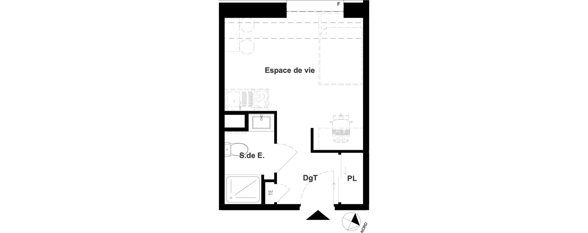 Appartement T1 meubl&eacute; de 18,64 m2 &agrave; Vichy France et rosi&egrave;res