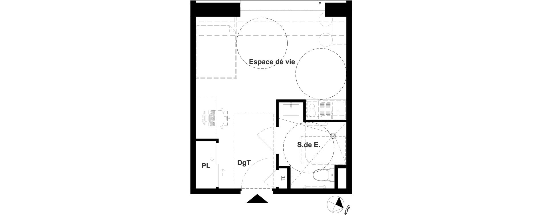 Appartement T1 meubl&eacute; de 22,28 m2 &agrave; Vichy France et rosi&egrave;res