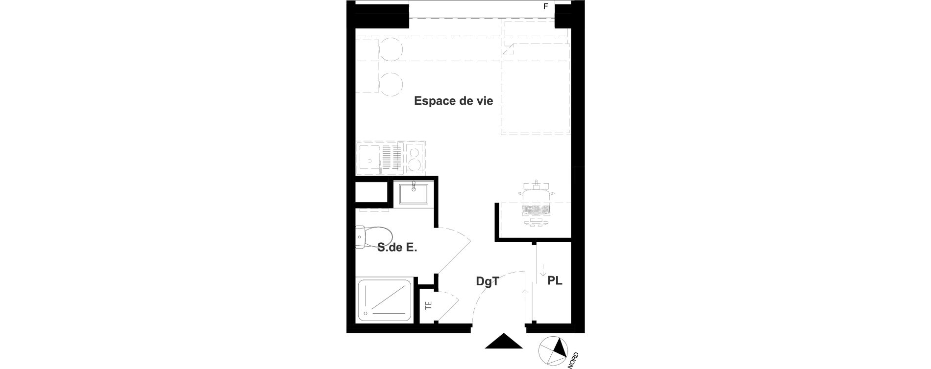 Appartement T1 meubl&eacute; de 18,33 m2 &agrave; Vichy France et rosi&egrave;res