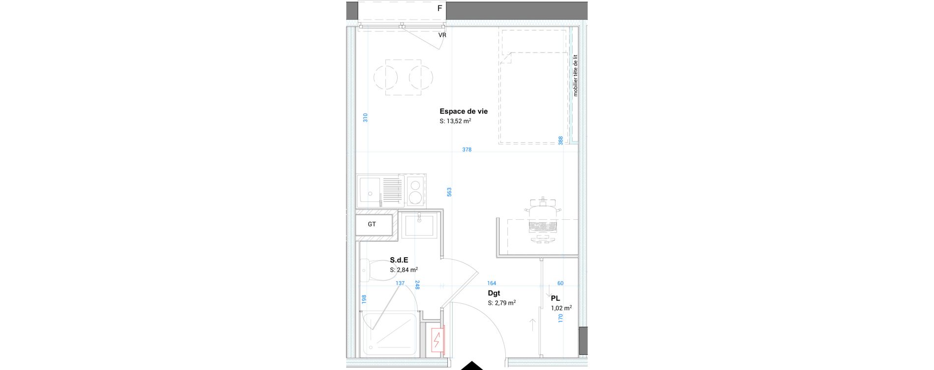 Appartement T1 meubl&eacute; de 20,17 m2 &agrave; Vichy France et rosi&egrave;res