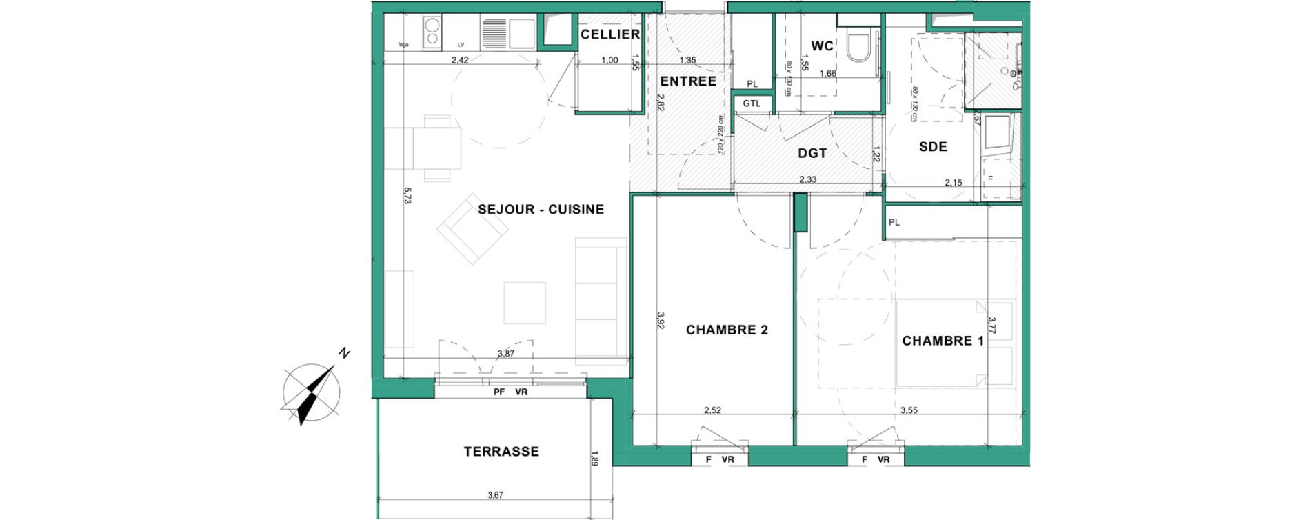 Appartement T3 meubl&eacute; de 61,37 m2 &agrave; Aubenas Centre