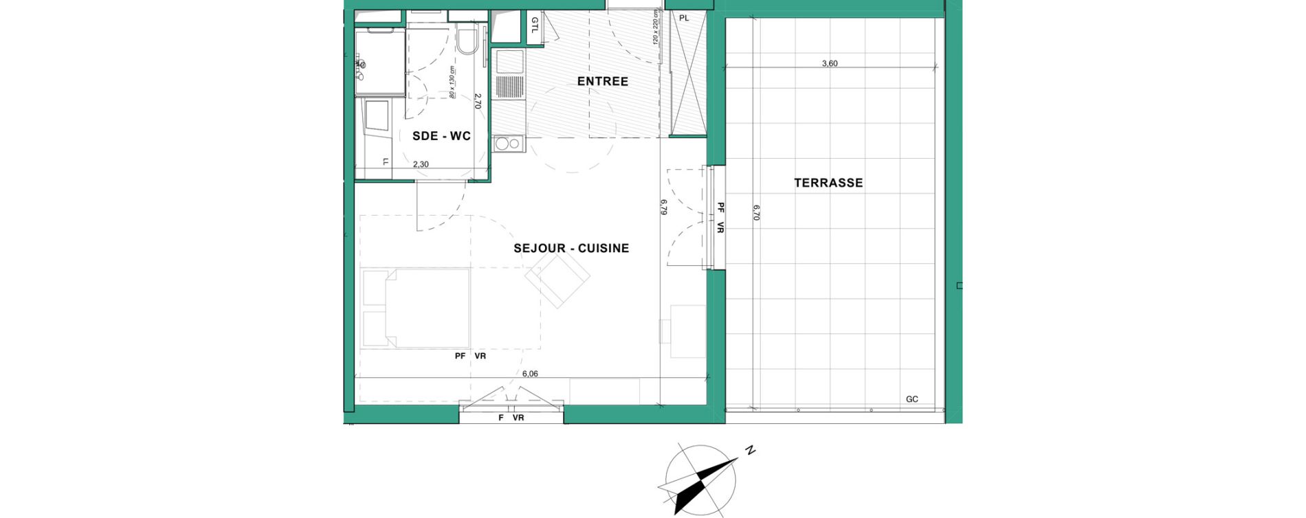 Appartement T1 meubl&eacute; de 39,77 m2 &agrave; Aubenas Centre