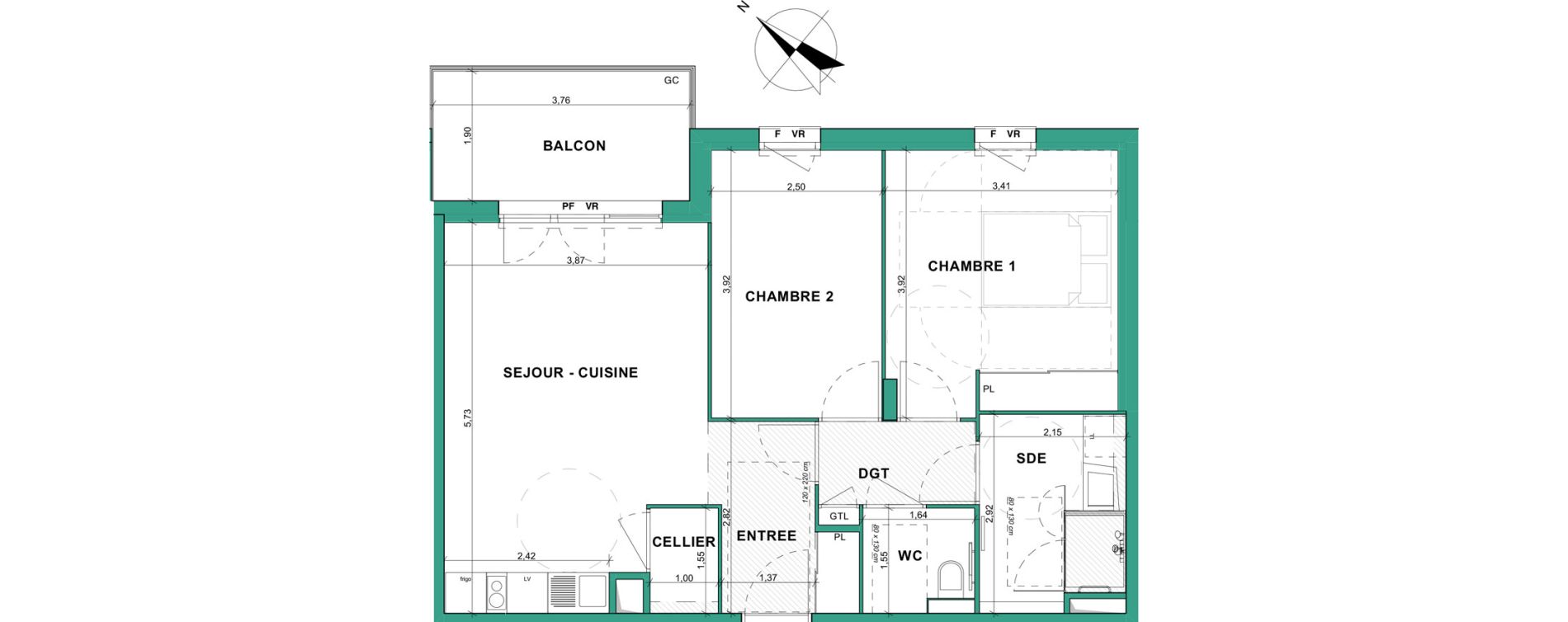 Appartement T3 meubl&eacute; de 60,89 m2 &agrave; Aubenas Centre