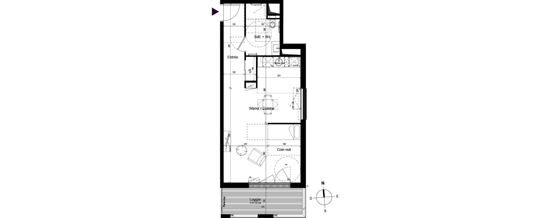 Appartement T1 meubl&eacute; de 41,19 m2 &agrave; Guilherand-Granges Centre