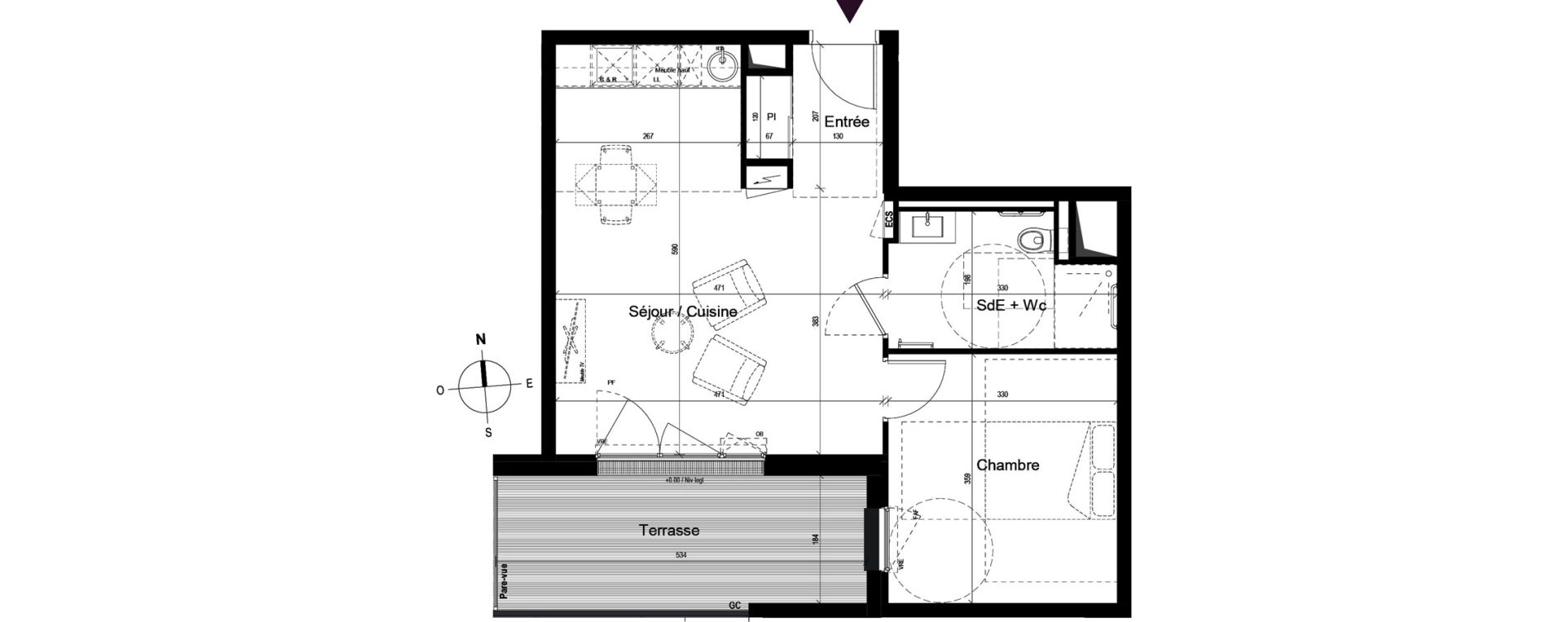 Appartement T2 de 44,77 m2 &agrave; Guilherand-Granges Centre