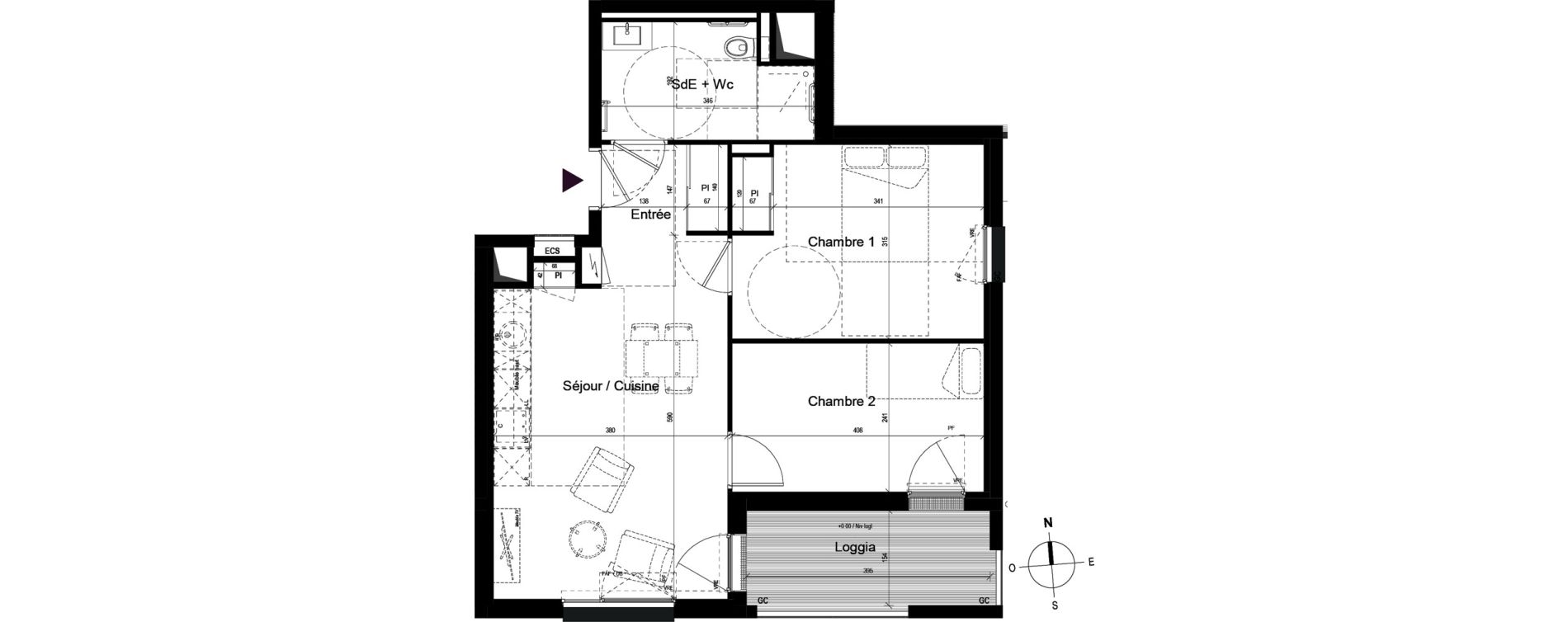 Appartement T3 meubl&eacute; de 52,65 m2 &agrave; Guilherand-Granges Centre