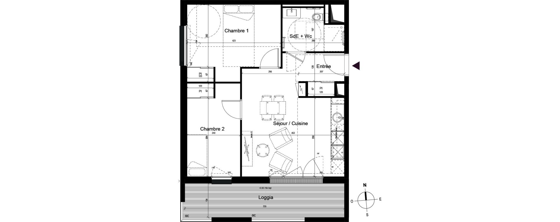 Appartement T3 meubl&eacute; de 52,19 m2 &agrave; Guilherand-Granges Centre