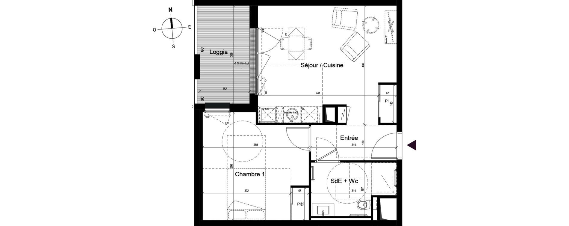 Appartement T2 de 45,24 m2 &agrave; Guilherand-Granges Centre