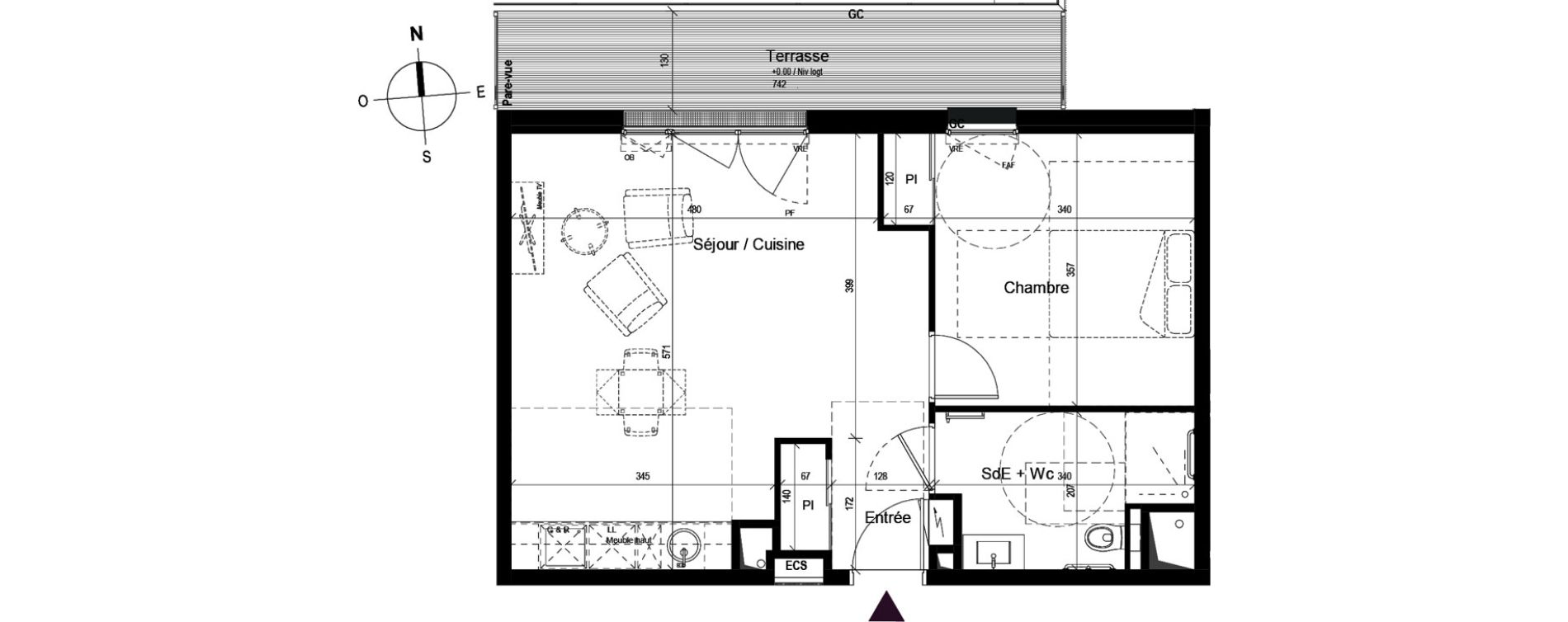Appartement T2 meubl&eacute; de 48,52 m2 &agrave; Guilherand-Granges Centre