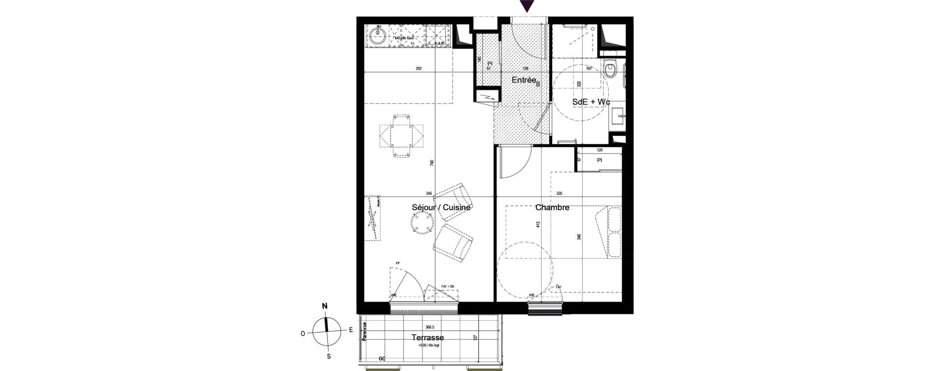 Appartement T2 meubl&eacute; de 48,62 m2 &agrave; Guilherand-Granges Centre