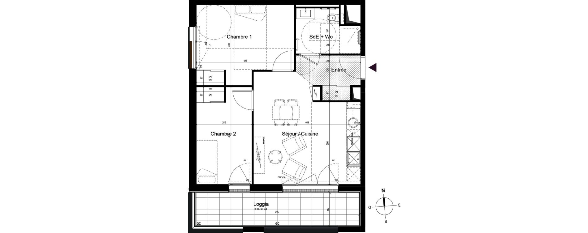 Appartement T3 meubl&eacute; de 52,19 m2 &agrave; Guilherand-Granges Centre