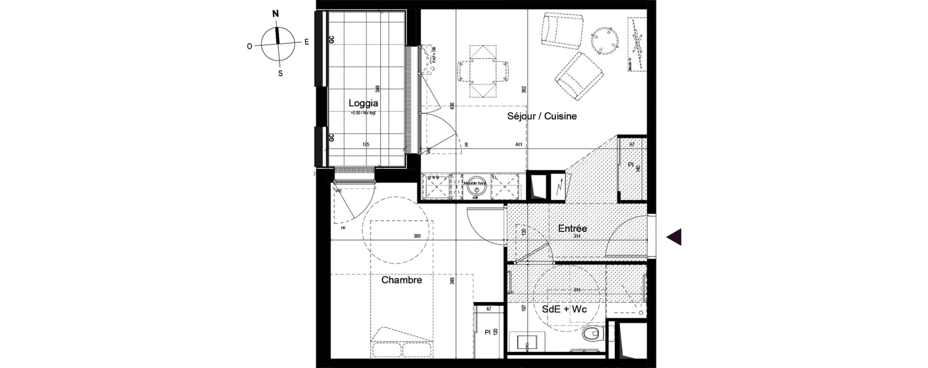 Appartement T2 meubl&eacute; de 45,24 m2 &agrave; Guilherand-Granges Centre