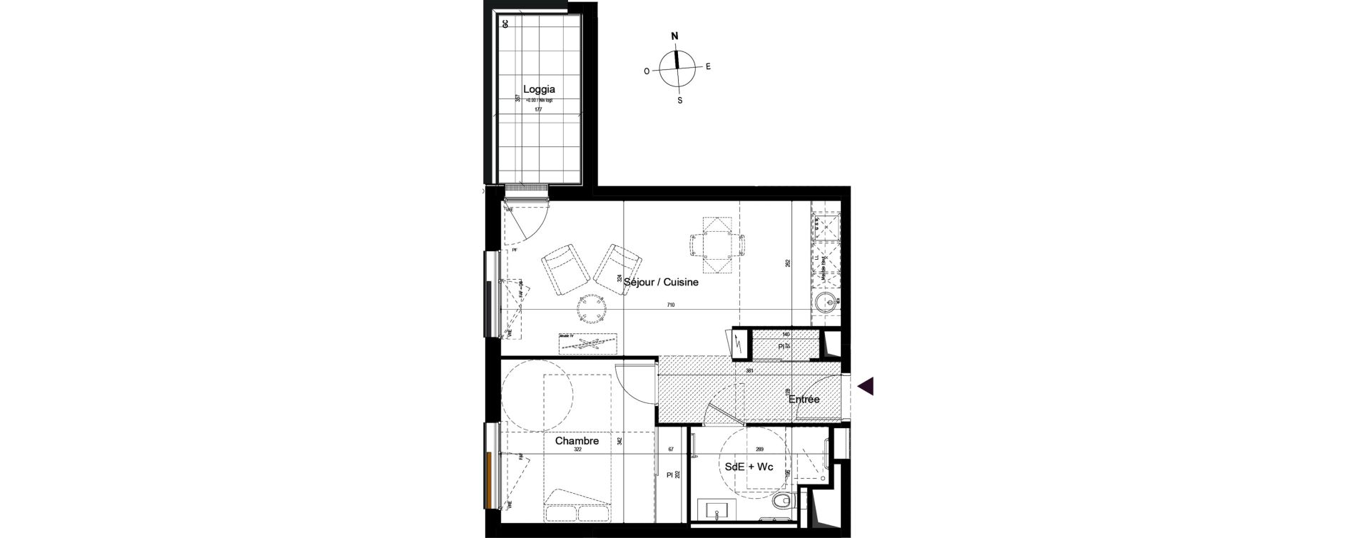 Appartement T2 meubl&eacute; de 45,14 m2 &agrave; Guilherand-Granges Centre