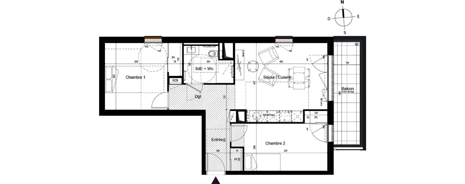 Appartement T3 meubl&eacute; de 58,65 m2 &agrave; Guilherand-Granges Centre