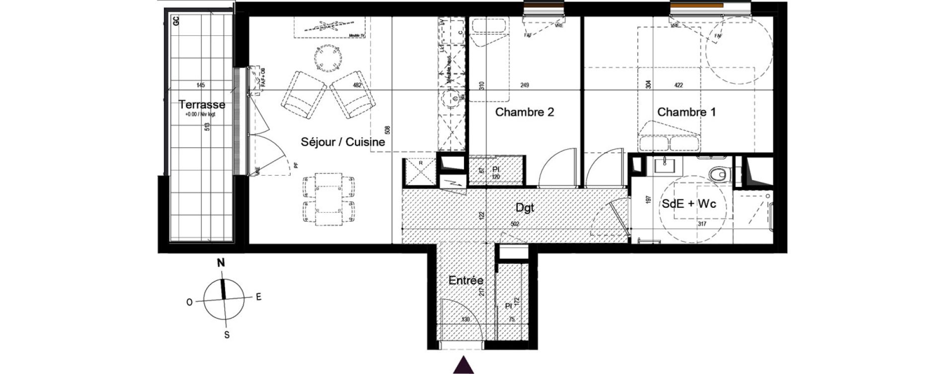 Appartement T3 meubl&eacute; de 60,85 m2 &agrave; Guilherand-Granges Centre