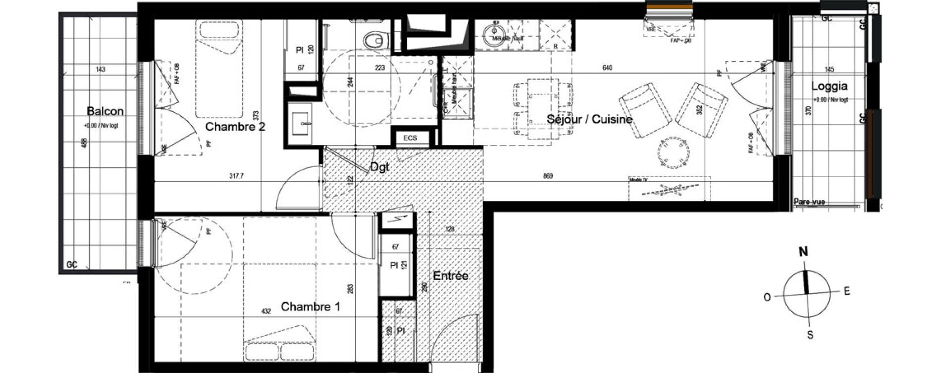 Appartement T3 de 58,75 m2 &agrave; Guilherand-Granges Centre