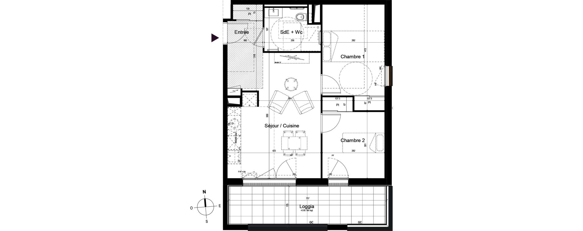 Appartement T3 meubl&eacute; de 53,29 m2 &agrave; Guilherand-Granges Centre