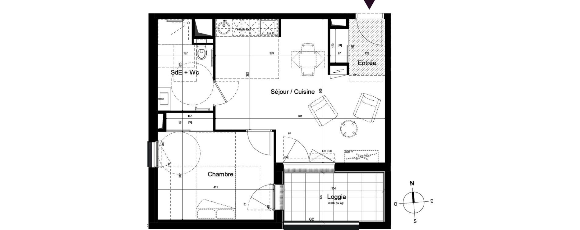 Appartement T2 meubl&eacute; de 47,04 m2 &agrave; Guilherand-Granges Centre