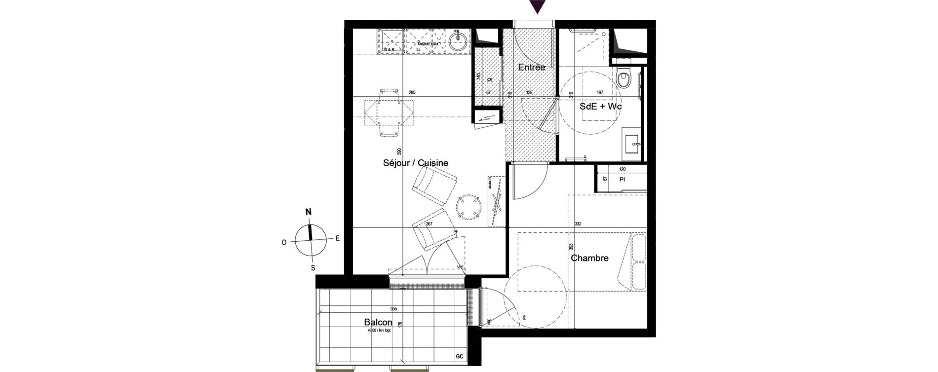 Appartement T2 meubl&eacute; de 44,12 m2 &agrave; Guilherand-Granges Centre