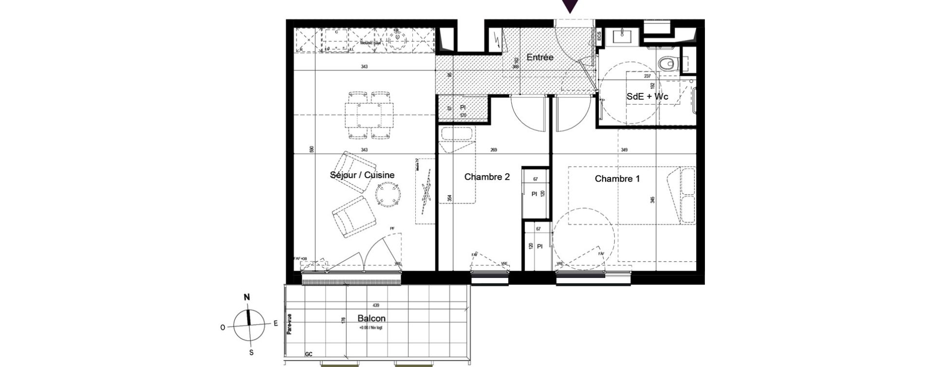 Appartement T3 meubl&eacute; de 54,18 m2 &agrave; Guilherand-Granges Centre