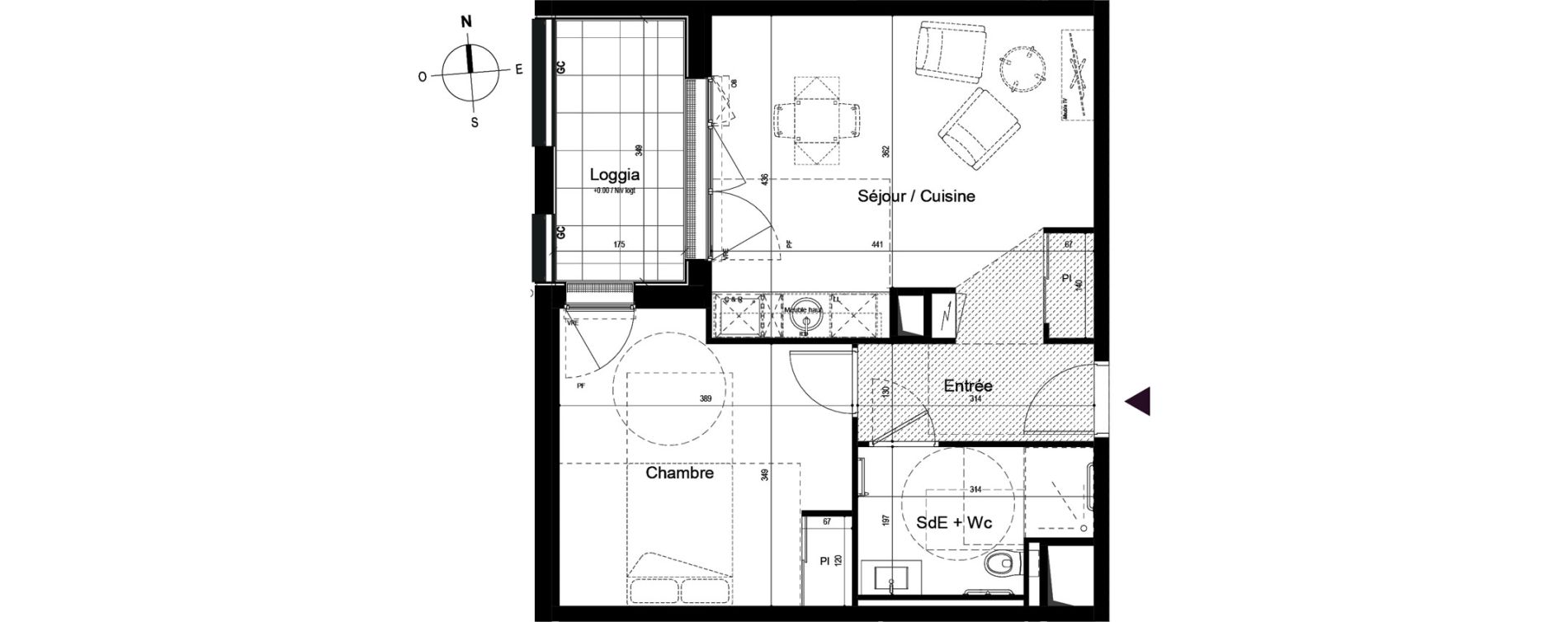 Appartement T2 meubl&eacute; de 45,24 m2 &agrave; Guilherand-Granges Centre