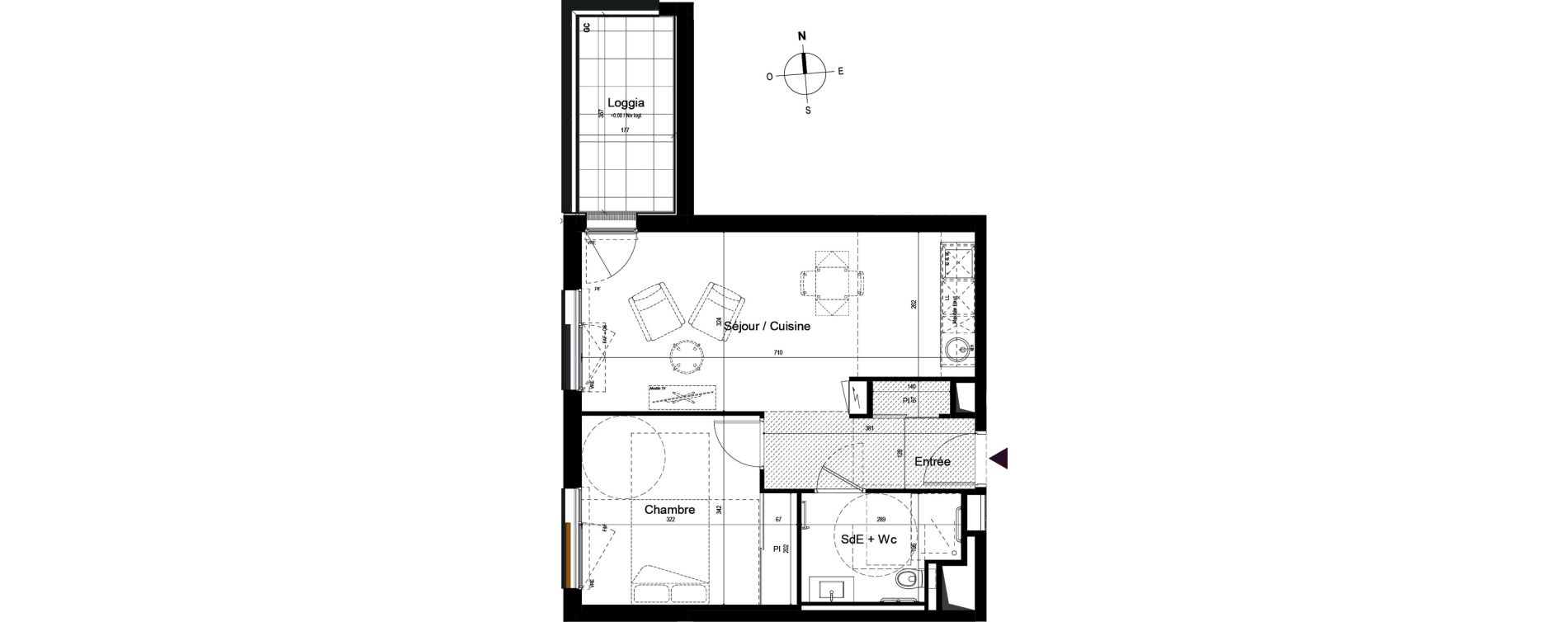 Appartement T2 meubl&eacute; de 45,14 m2 &agrave; Guilherand-Granges Centre