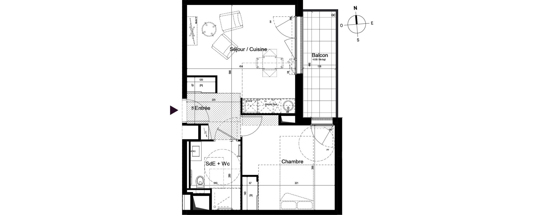 Appartement T2 de 42,06 m2 &agrave; Guilherand-Granges Centre