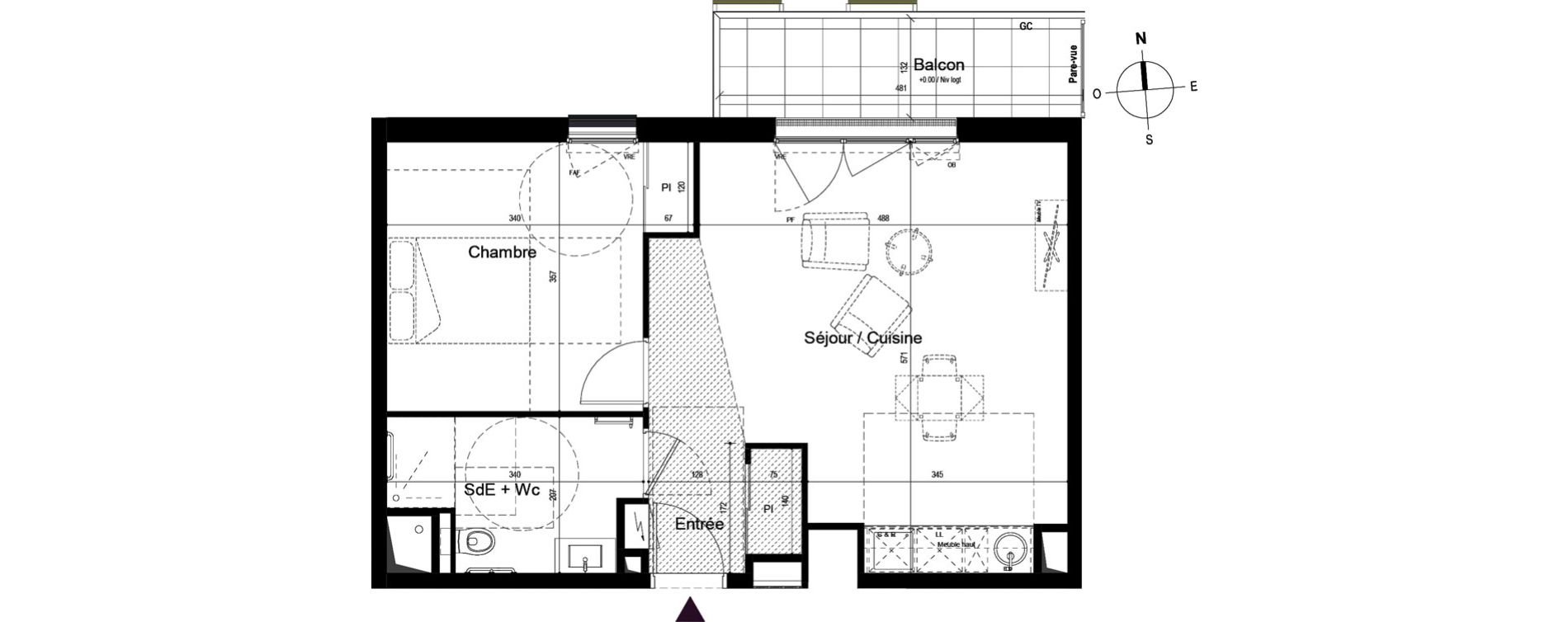 Appartement T2 meubl&eacute; de 48,53 m2 &agrave; Guilherand-Granges Centre