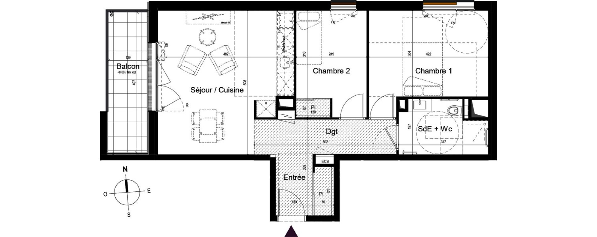 Appartement T3 meubl&eacute; de 60,85 m2 &agrave; Guilherand-Granges Centre