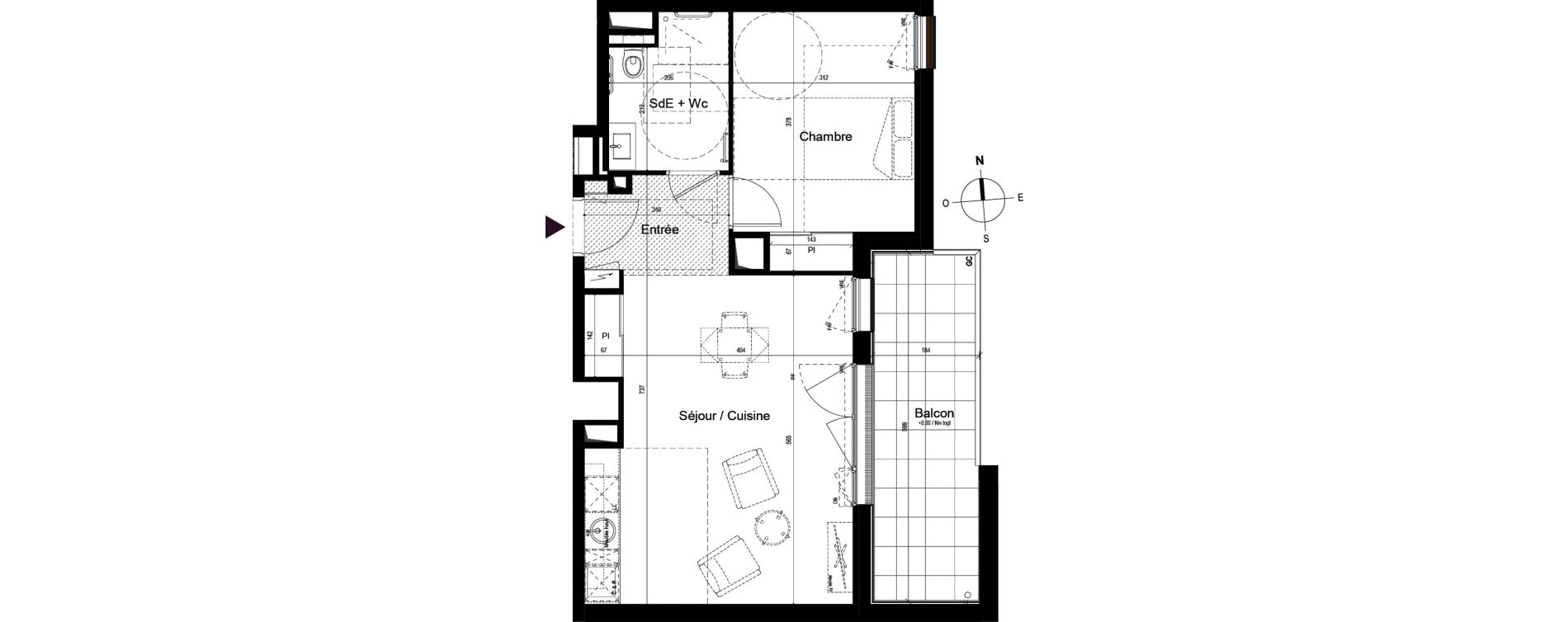 Appartement T2 meubl&eacute; de 46,90 m2 &agrave; Guilherand-Granges Centre