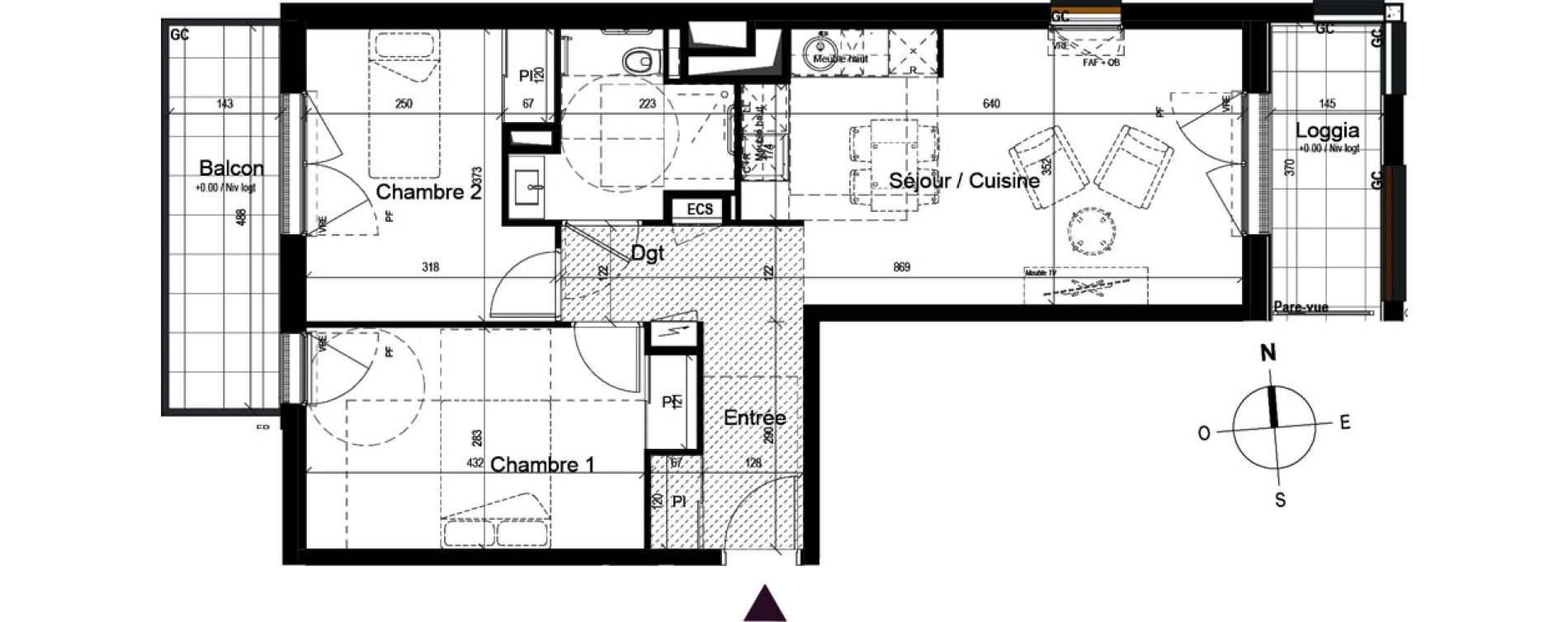Appartement T3 de 58,75 m2 &agrave; Guilherand-Granges Centre