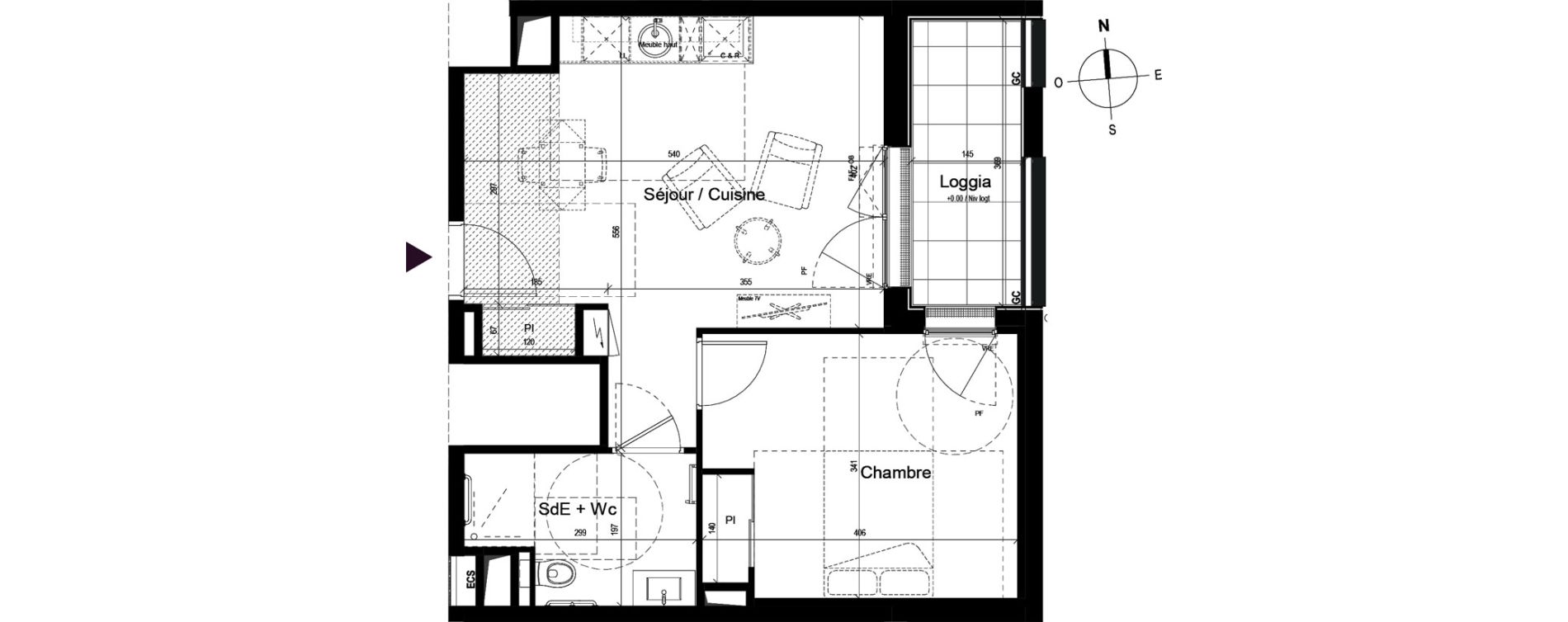 Appartement T2 meubl&eacute; de 41,64 m2 &agrave; Guilherand-Granges Centre