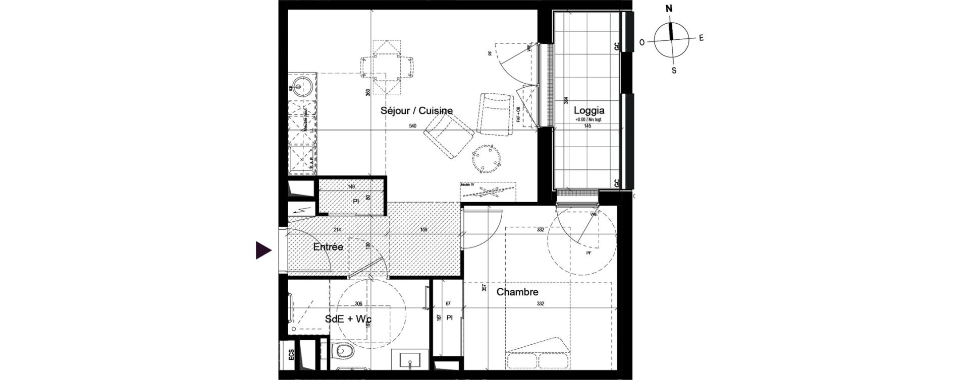 Appartement T2 meubl&eacute; de 46,04 m2 &agrave; Guilherand-Granges Centre