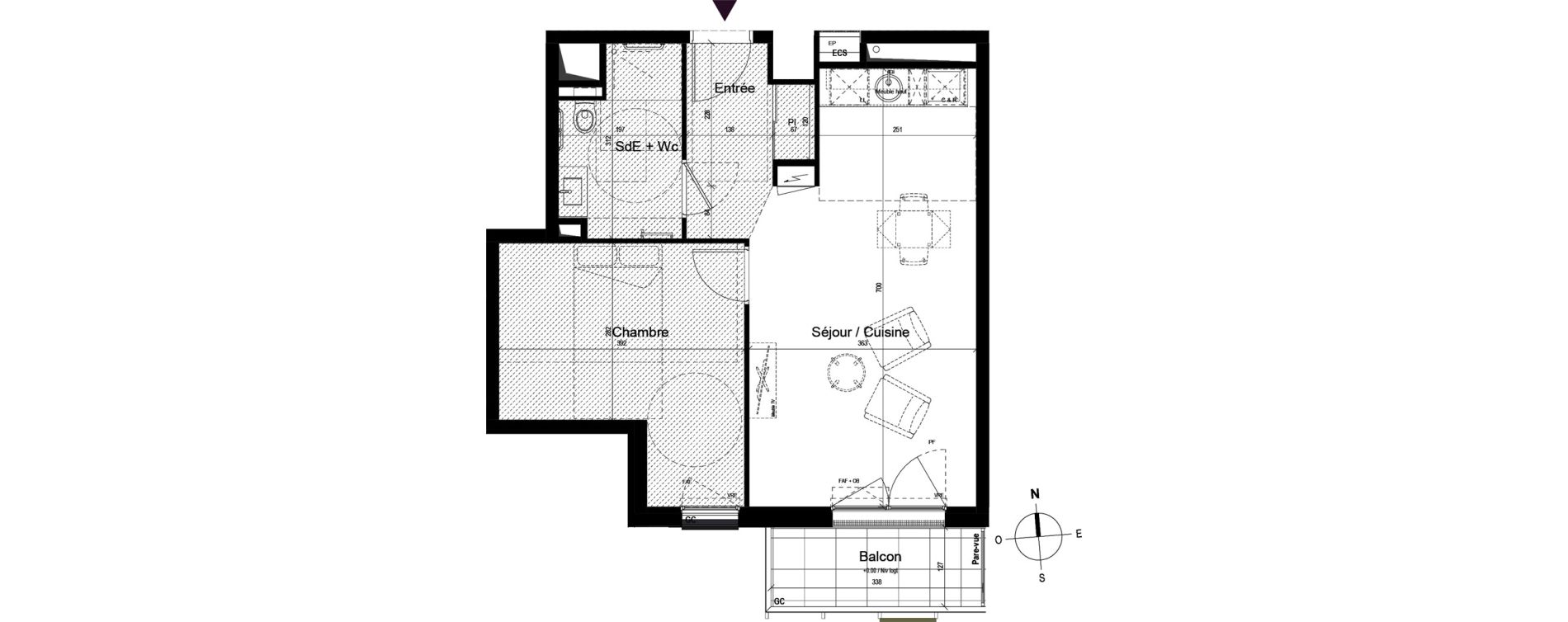 Appartement T2 de 46,56 m2 &agrave; Guilherand-Granges Centre