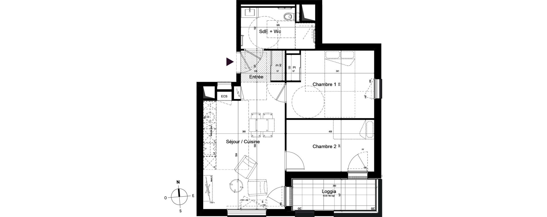 Appartement T3 meubl&eacute; de 52,65 m2 &agrave; Guilherand-Granges Centre