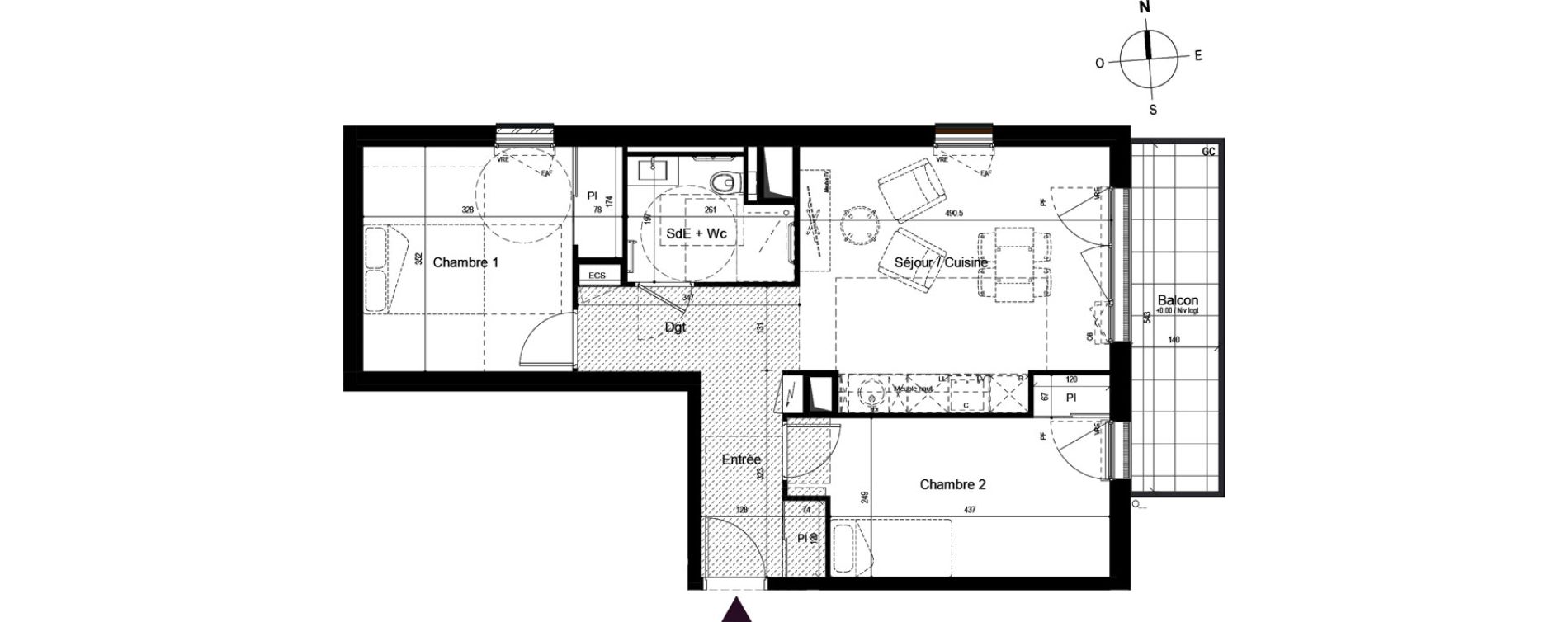 Appartement T3 meubl&eacute; de 58,65 m2 &agrave; Guilherand-Granges Centre