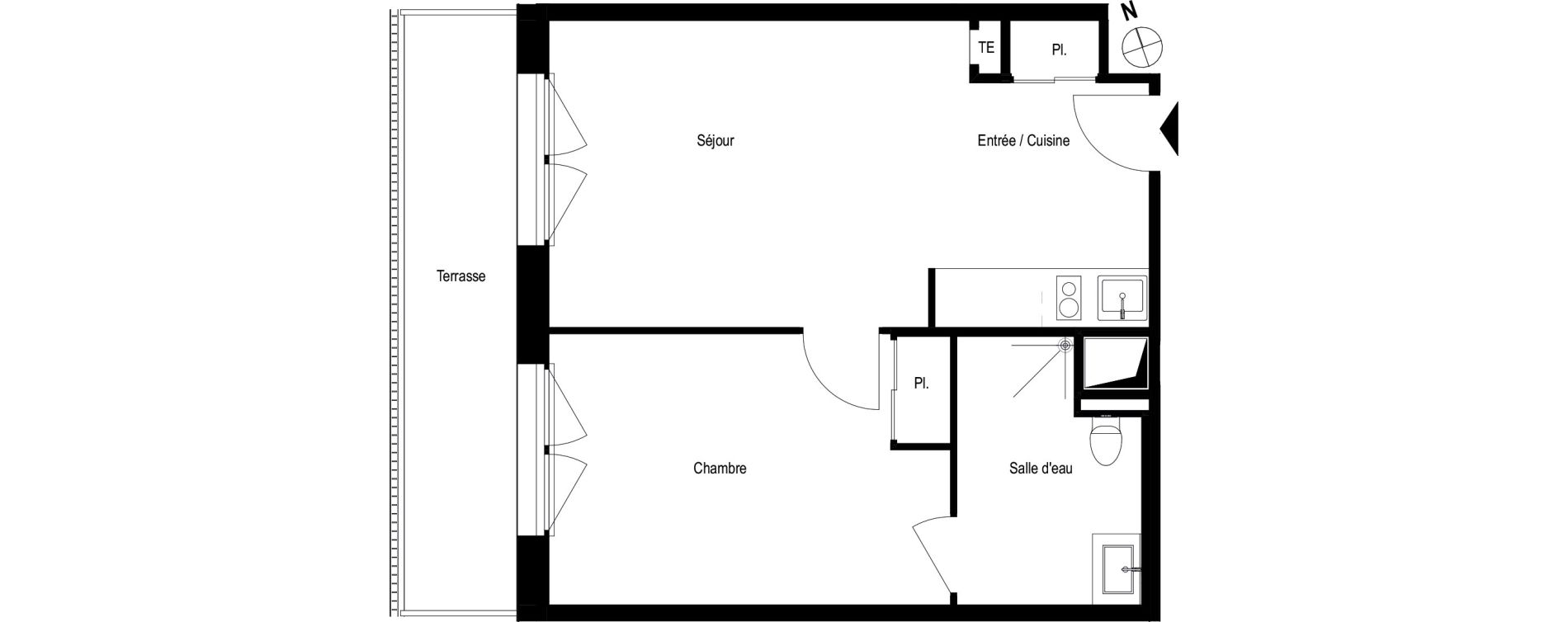 Appartement T2 meubl&eacute; de 41,60 m2 &agrave; Romans-Sur-Is&egrave;re Chatiou - duchesne