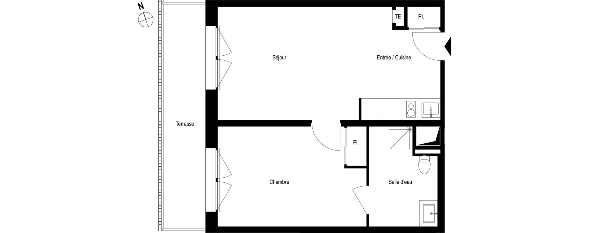 Appartement T2 meubl&eacute; de 42,00 m2 &agrave; Romans-Sur-Is&egrave;re Chatiou - duchesne