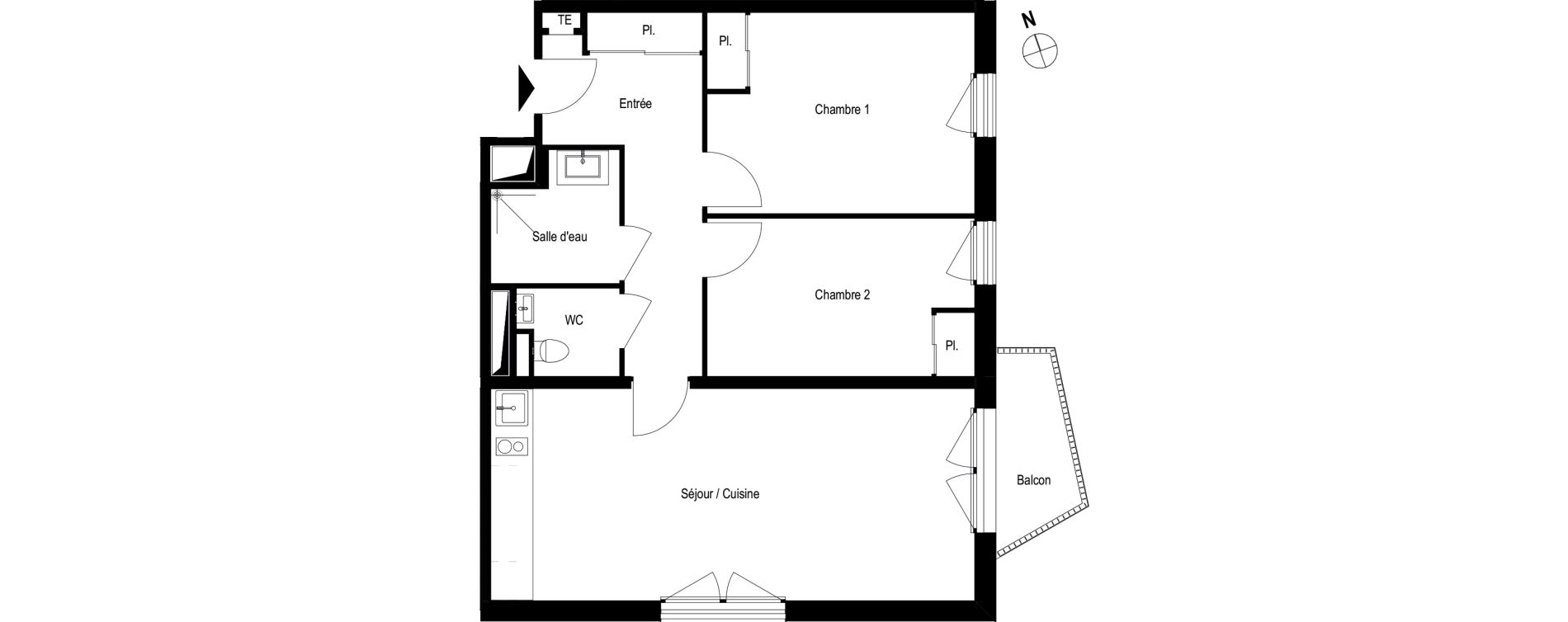 Appartement T3 meubl&eacute; de 63,10 m2 &agrave; Romans-Sur-Is&egrave;re Chatiou - duchesne
