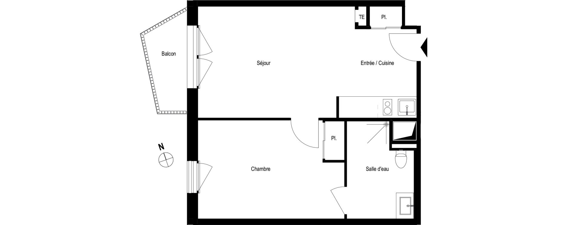 Appartement T2 meubl&eacute; de 41,80 m2 &agrave; Romans-Sur-Is&egrave;re Chatiou - duchesne