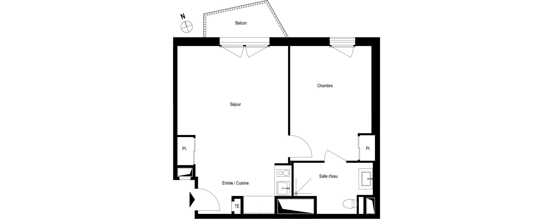 Appartement T2 meubl&eacute; de 45,50 m2 &agrave; Romans-Sur-Is&egrave;re Chatiou - duchesne