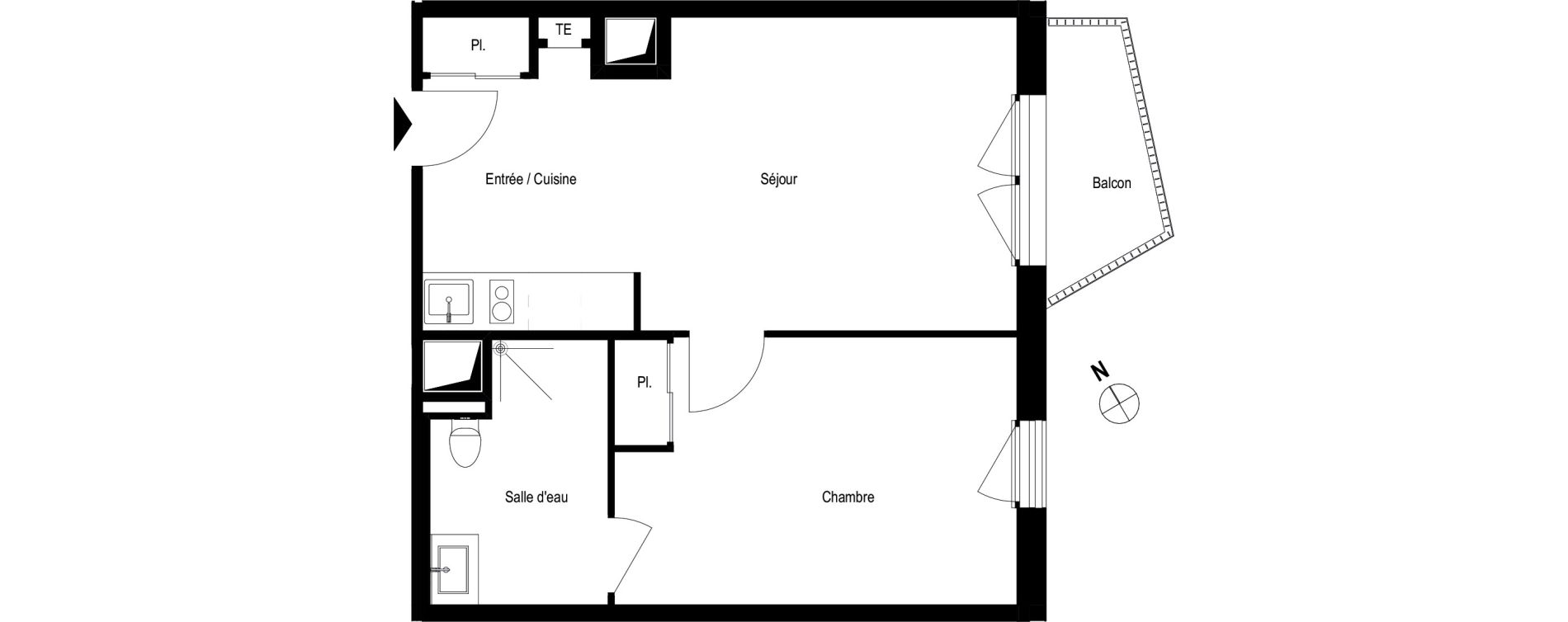 Appartement T2 meubl&eacute; de 42,30 m2 &agrave; Romans-Sur-Is&egrave;re Chatiou - duchesne