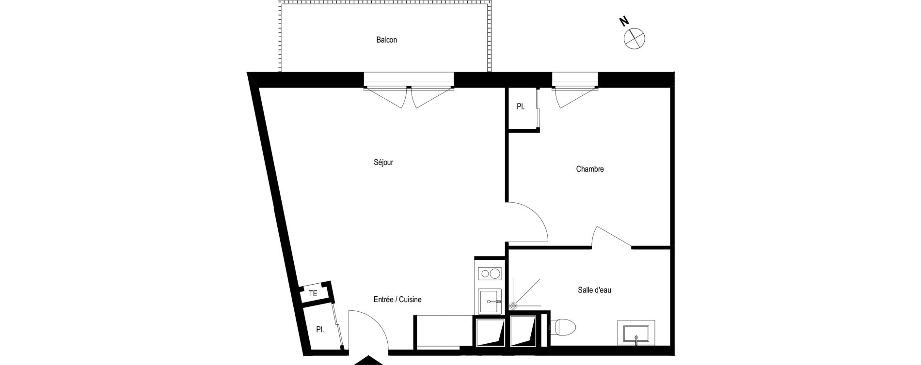 Appartement T2 meubl&eacute; de 44,20 m2 &agrave; Romans-Sur-Is&egrave;re Chatiou - duchesne