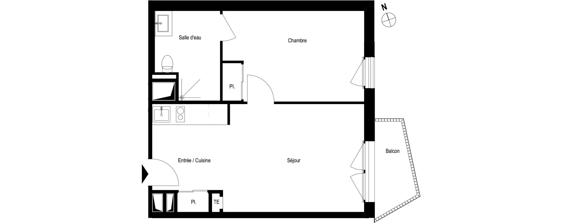 Appartement T2 meubl&eacute; de 40,60 m2 &agrave; Romans-Sur-Is&egrave;re Chatiou - duchesne