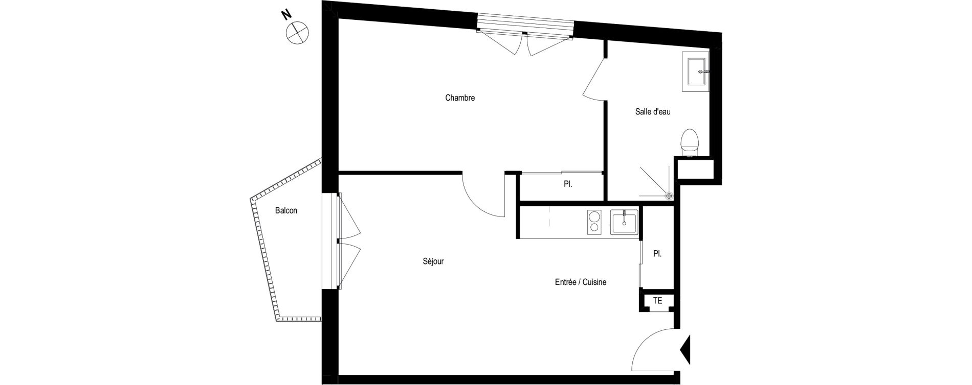 Appartement T2 meubl&eacute; de 46,90 m2 &agrave; Romans-Sur-Is&egrave;re Chatiou - duchesne