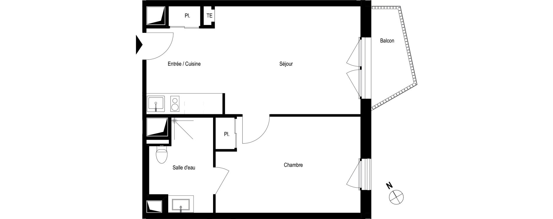 Appartement T2 meubl&eacute; de 41,00 m2 &agrave; Romans-Sur-Is&egrave;re Chatiou - duchesne