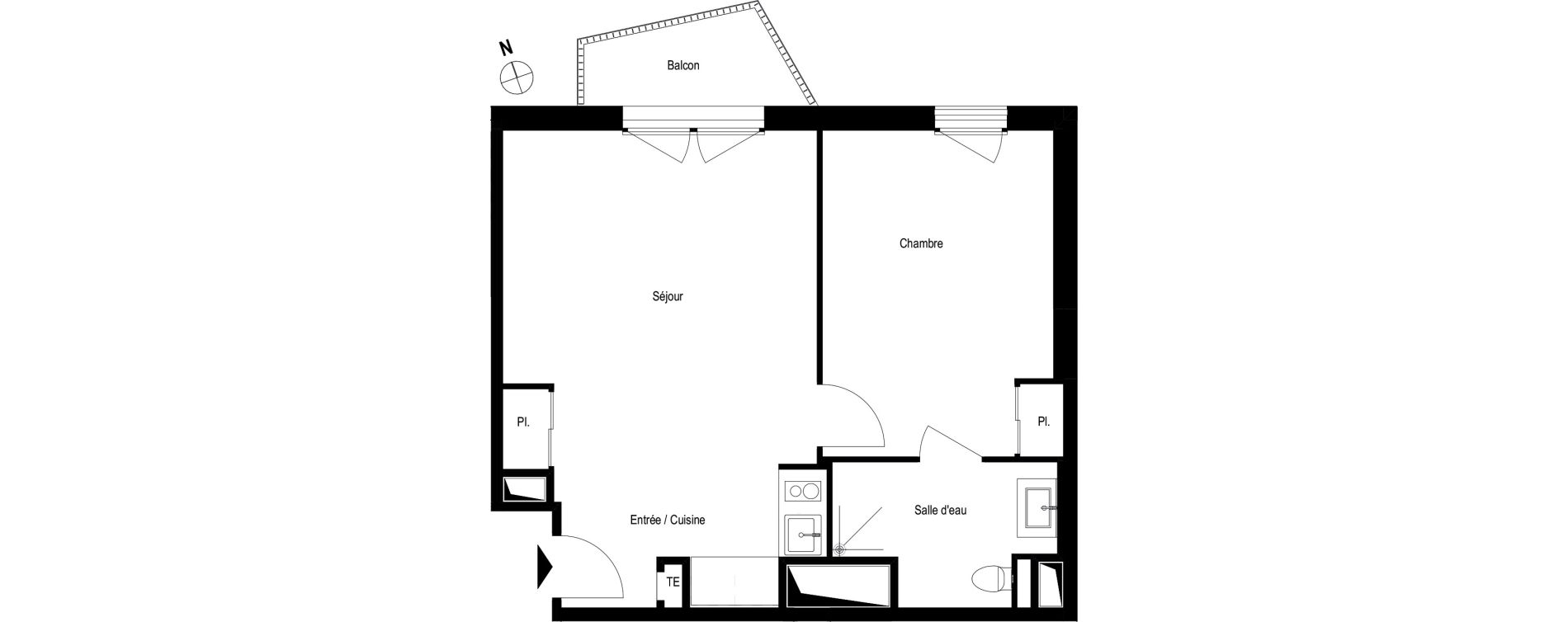 Appartement T2 meubl&eacute; de 45,50 m2 &agrave; Romans-Sur-Is&egrave;re Chatiou - duchesne