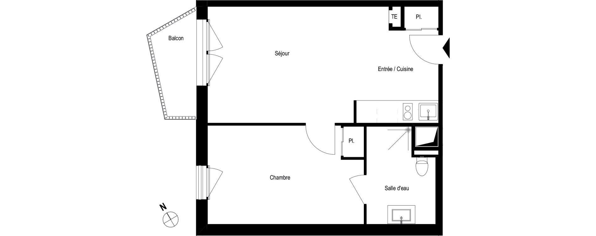 Appartement T2 meubl&eacute; de 40,80 m2 &agrave; Romans-Sur-Is&egrave;re Chatiou - duchesne